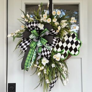 Black and White Harlequin Wreath
